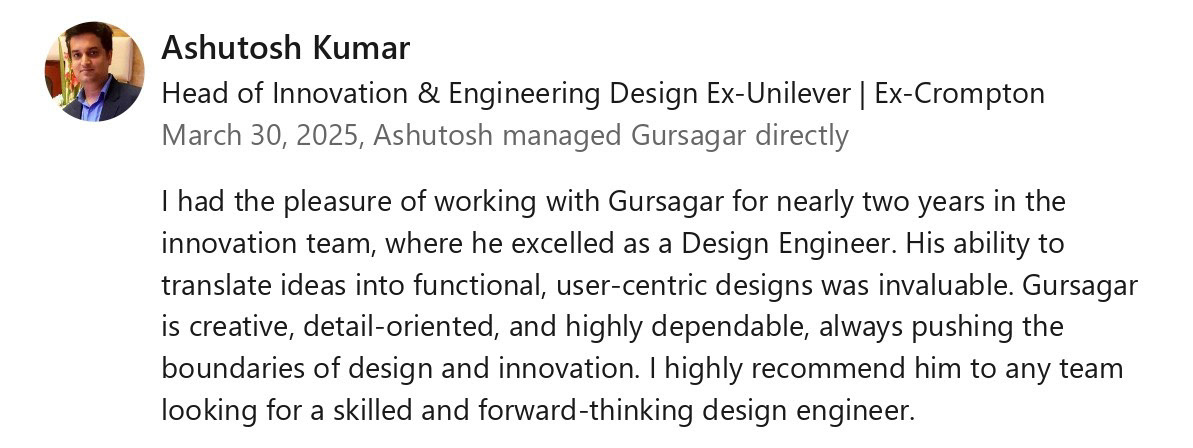 LinkedIn recommendation from Ashutosh Kumar
