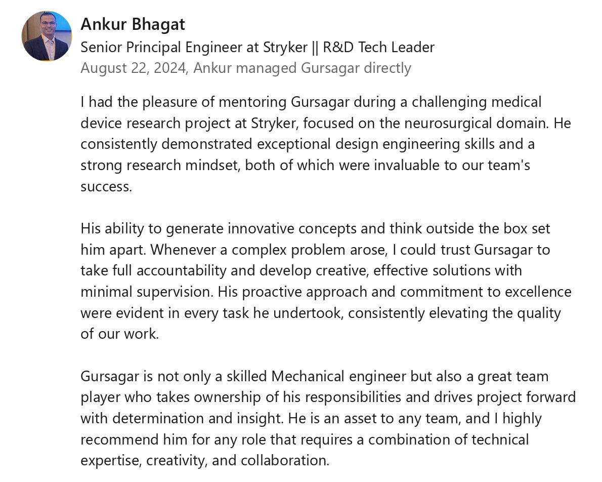 LinkedIn recommendation from Ankur Bhagat