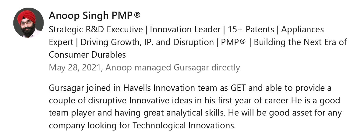 LinkedIn recommendation from Anoop Singh